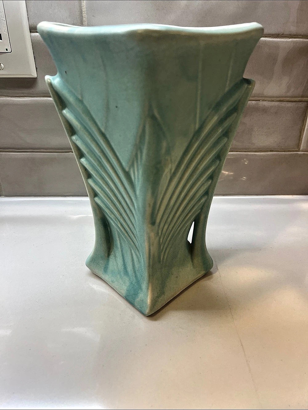 McCoy Green Art Deco Ceramic Vase